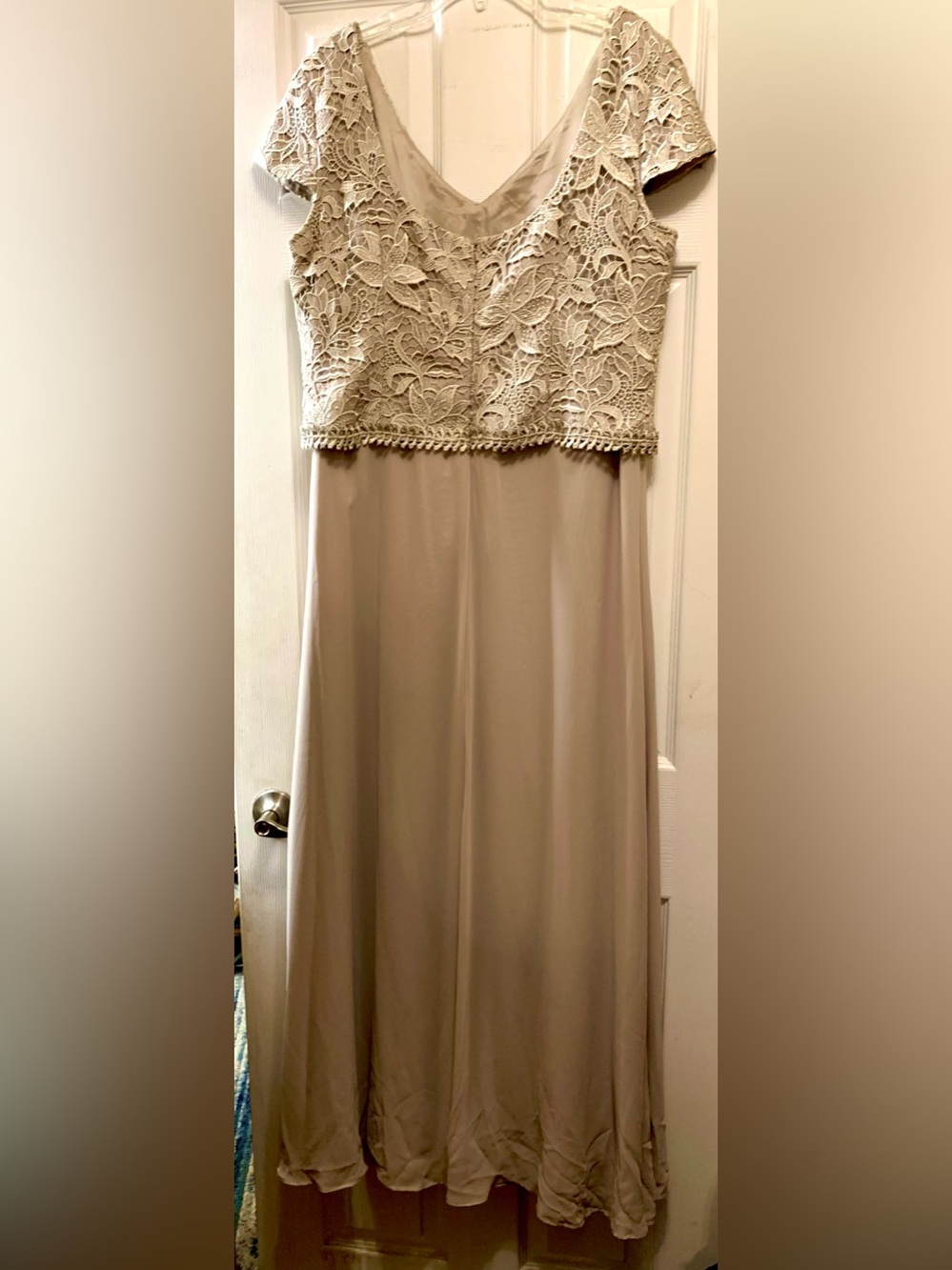 Elegant Lace Bodice Champagne Wedding Dress